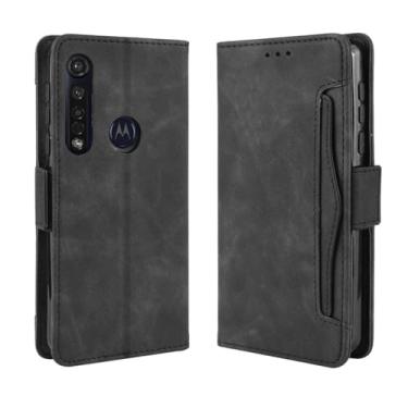 Imagem de Capa para MOTO One Vision Plus,Retro magnético Flip Case,Design de carteira de couro PU com slots de cartão removíveis -Black