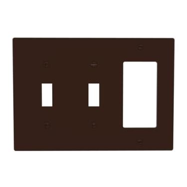 Imagem de Marrom café 3 Gang 2 interruptores 1 Rocker/GFCI/Decorador Placa de Interruptor de Luz Decorativa Tripla Placa de Parede Interruptor Elétrico Placa Frontal