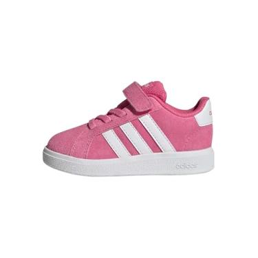Imagem de adidas Tênis para bebês meninas Grand Court 2.0 elástico de renda e alça, Rosa Fusion/Branco/Branco, 6 Toddler