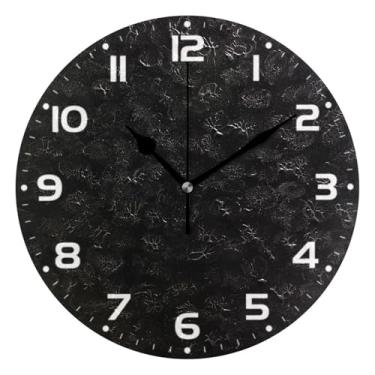 Imagem de JUZIHAI Relógio de parede preto silencioso, sem tique-taque, relógios de parede redondos operados por bateria, fácil de ler, relógio decorativo de parede para casa, cozinha, sala de estar, quarto