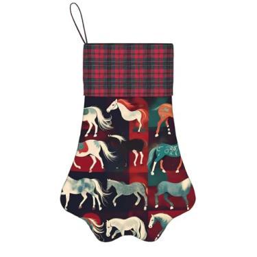 Imagem de SKKNT Vários tipos de cavalos estampados, meias de Natal, animais de estimação, decoração de Natal, cães, gatos, árvores, doces, presente, conveniente