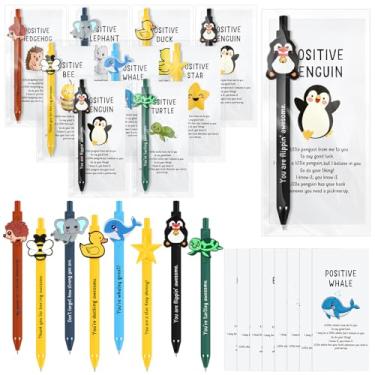 Imagem de Landical Conjunto de 32 canetas esferográficas inspiradoras para presente a granel canetas fofas de desenho animado com marcador de página positivo, presente de agradecimento do funcionário, material