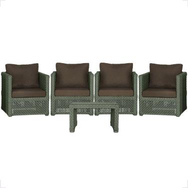 Imagem de Mesa E 4 Poltronas Madri Corda Náutica Estofado 9 Trama Verde