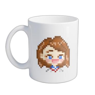 Imagem de Caneca Xícara de Café Porcelana 300ml Estilo Pixel Art Risada Chibi