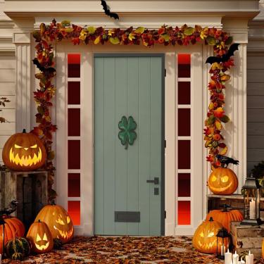 Imagem de SEHANY Clover Capa de porta de madeira decoração de porta da frente, capa de porta de tecido de alta elasticidade decoração de férias capa de porta de banner para porta da frente festa festiva