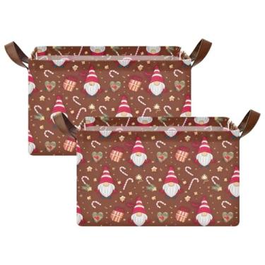 Imagem de Cesta de armazenamento marrom de Natal com 2 alças, organizador de toalhas grande de 40 x 29 x 25 cm para armário para organização e armazenamento de trailers, pacote com 2