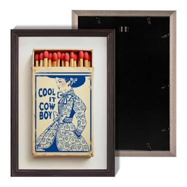 Imagem de horakey Pôster vintage Cool It Cowboy Match Box design azul e bege com retrato de mulher elegante arte de parede impressões temáticas ocidentais para casa quarto dormitório decoração de parede 20 x 25