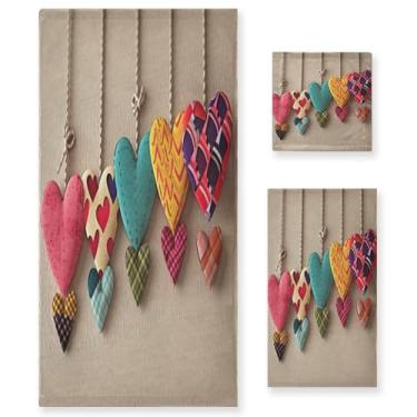 Imagem de Wassud Simple Love Conjunto de 3 toalhas de banho para dia dos namorados, toalhas super macias e absorventes para banheiro, toalhas de banho de secagem rápida, toalha de banho para academia, spa