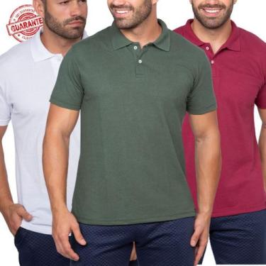 Imagem de Kit 5 Camisas Gola Polo Masculina Blusa Slim Atacado - J SILVER, Kit 3
