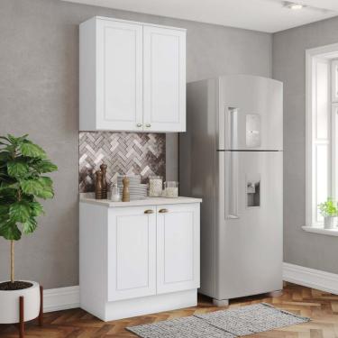 Imagem de Cozinha Modulada 2 Peças com Tampo em MDF Americana Henn - Branco/Calcare