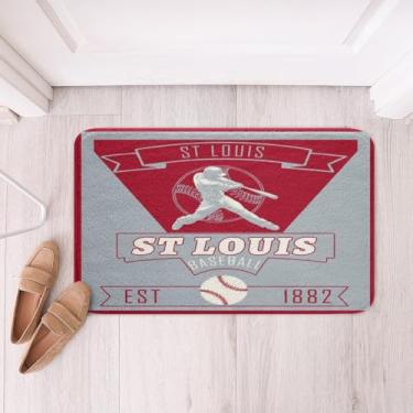 Imagem de Feelyou Tapetes de banheiro de beisebol para meninos St.Louis, beisebol, cidade, acessórios de banheiro, capacho esportivo 41 x 61 cm, microfibra macia