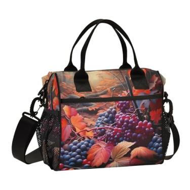 Imagem de GAIGEO Lancheira para adultos com isolamento de folhas e bagas de outono na floresta, lancheira térmica, lancheira para adultos, M