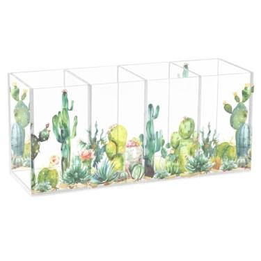 Imagem de TSENQUE Porta-lápis de aquarela, plantas de cacto, para mesa, fofo, animal, floral, caneta, caneta, organizador de acrílico