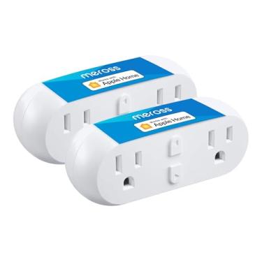 Imagem de Meross Plugue inteligente duplo WiFi, tomada inteligente 2 em 1 15A, suporta Apple HomeKit, Siri, Alexa, Echo, Google Home e SmartThings, voz e controle remoto, temporizador, sem necessidade de hub,