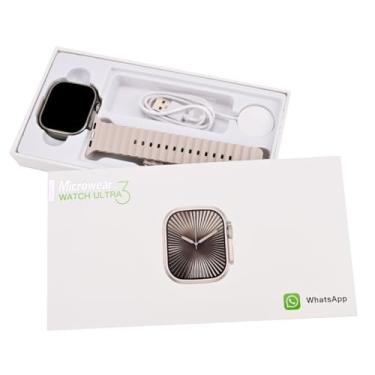 Imagem de ANJ.GG Microwear Ultra 3 Smartwatch Sport, Plástico, Compatível com Android e iOS, Branco, Wi-Fi e Bluetooth, Tela Touch, Carregamento sem Fio, Retangular