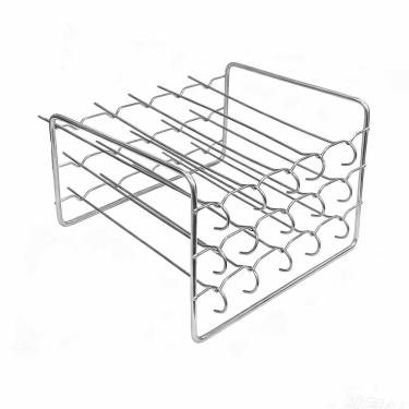 Imagem de XUNSAIL Rack de fritadeira a ar livre, rack de camada dupla com espeto acessórios para fritadeira a ar, suporte de fritadeira de metal, seguro para máquina de lavar louça para carnes/frutos do mar
