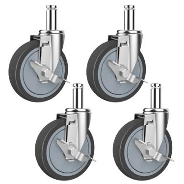 Imagem de RILIDRI Rodízio de 10 cm para prateleiras de arame, roda de andaime resistente com freio, conjunto de 4 rodas de substituição para prateleiras de metrô (2,194 cm x 2-3/40.6 cm)
