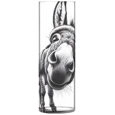 Imagem de Linda estampa de burro cinza grande vasos de flores decorativos de plástico impressão cilíndrica decoração moderna para quarto, 30 cm x 9,9 cm