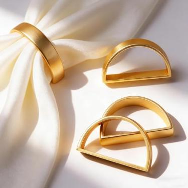 Imagem de Conjunto de 10 anéis de guardanapo dourados, fivelas de porta-guardanapos dourados, anéis de guardanapo de metal, fivelas modernas para Natal, Ação de Graças, casamento, Páscoa, banquete, festa