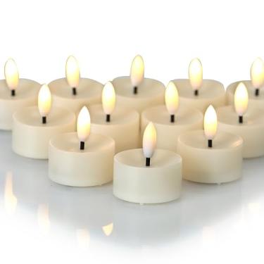 Imagem de CANDLE CHOICE Luzes de chá sem chamas operadas por bateria, pavio preto realista, brilhante, velas de LED cintilantes para mesa de casamento, centros de mesa, decorações de Natal, Halloween, pilhas