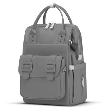 Imagem de Mochila grande de fraldas de 53 cm para meninas e meninos com bolsa seca e úmida, leve, fofa, impermeável, viagem, mamãe, papai, bolsa de fraldas com bolsa tiracolo removível essencial para mamãe para