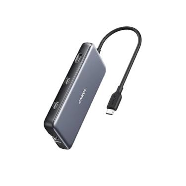 Imagem de Anker Hub USB-C 555 (8 em 1), com Entrega de Energia de 100W, Porta HDMI 4K 60Hz, Portas de Dados USB-C e 2 USB-A de 10Gbps, Ethernet, Leitor de Cartão microSD/SD, para MacBook Pro e mais