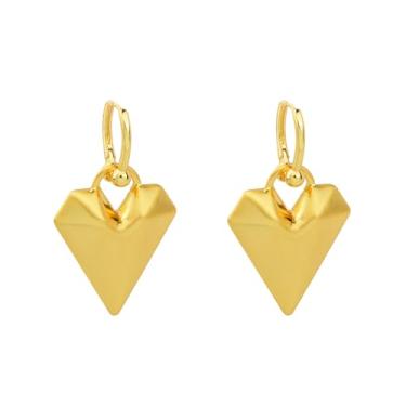 Imagem de Brincos pendentes de coração escovado, corações de amor, pequeno, argola para apertar, brincos pendurados para cartilagem, argolas, piercings e punhos, moda de férias, aniversário, joias para mulheres