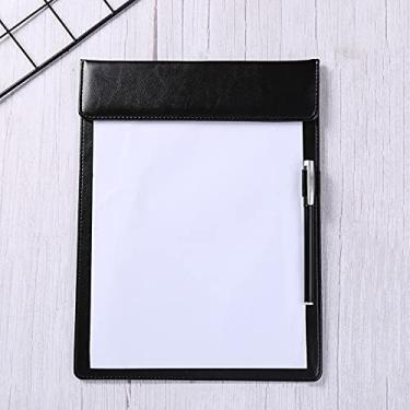 Imagem de Pranchetas 5 pacotes A4 quadro de escrita clipe para prancheta de couro multicolorido er placa de escrita para assinatura comercial com inserções de caneta (vermelho/preto/borown) para enfermeiros