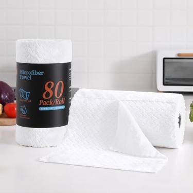 Imagem de Tigona Pacote com 80 panos de limpeza de microfibra, toalhas de papel reutilizáveis de 30,5 x 30,5 cm, panos de prato absorventes para cozinha doméstica, panos de lavagem, panos sem fiapos para