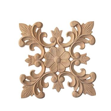 Imagem de Guarnição de madeira decorativa no centro de mobiliário doméstico, decalques de artesanato esculpidos, decalques de porta de mobília sem pintura, decorações de armários, várias combinações(1PCS,A)