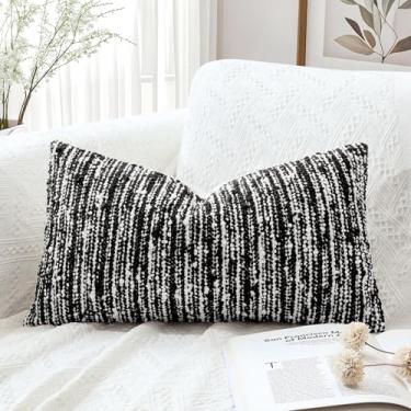 Imagem de Artscope Capa de almofada lombar 40,6 x 61 cm capa de travesseiro corporal super grossa decorativa boucle texturizado morden com detalhe neutro estilo italiano fronha para quarto sala de estar sofá