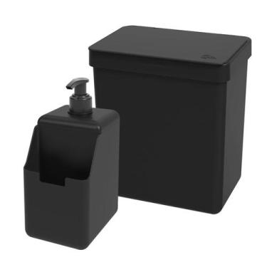 Imagem de Lixeira 2,5L + Porta Detergente 500ml c/ Suporte Bucha Coza