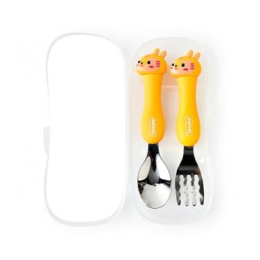 Imagem de 2 Peças Conjunto de Transporte para Viagens Utensílios Portáteis Crianças Colher Bebês com Estojo Viagem