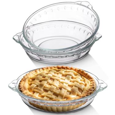 Imagem de Uiifan 2 miniformas de torta de vidro para assar, placa de torta transparente com alças, prato de vidro redondo para assar e servir, lanches, saladas, sobremesas (15 cm)