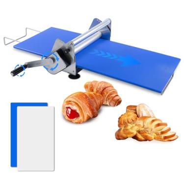 Imagem de Máquina de enrolar massa dobrável, folha manual de massa, máquina compacta para pizza de padaria, máquina de massa com espessura ajustável, aço inoxidável (2 placas de rolamento)