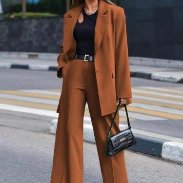 Imagem de Conjunto Feminino De Outono Com Blazer De Bambu E Calças De Perna Larg