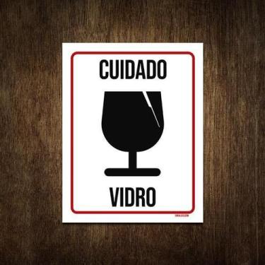 Imagem de Placa De Sinalização - Cuidado Vidro Frágil 27X35 - Sinalizo