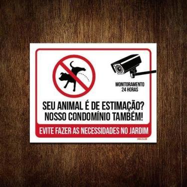Imagem de Placa Sinalização Animal Estimação Condomínio Jardim 36X46 - Sinalizo.