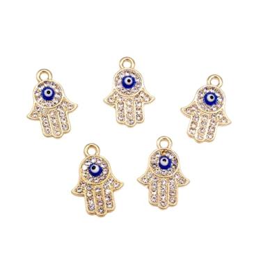 Imagem de ARTISAMILY Pingente de liga de olho turco de palmeira azul olho turco colar de metal pingente, brinco, pulseira, chaveiro, pingentes de prata dourada, enfeite de pendurar para fazer joias, artesanato