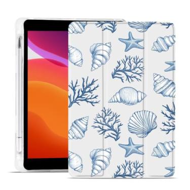 Imagem de MAYCARI Ocean Conch Shell Capa coral para iPad Air 10,9 polegadas 2022/2020, iPad Air 11 polegadas 5ª/4ª geração com suporte para lápis, capa traseira de silicone TPU macio e fino design fofo