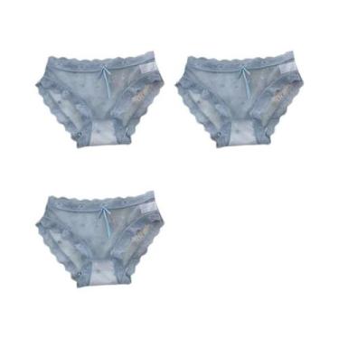 Imagem de Calcinhas De Renda De Algodão Para Meninas Jovens 3PCS Com Laço Sexy L