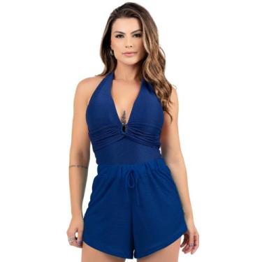 Imagem de Short Saída De Praia Feminino Soltinho Básico 2023  - HYPE MODAS, Azul