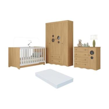 Imagem de Quarto De Bebê Completo Berço Americano 3 Em 1 Colchão Sonho Multimóve