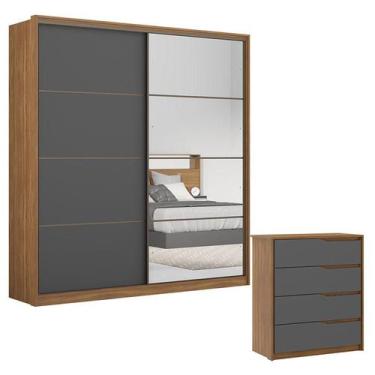 Imagem de Cômoda Atria e Guarda Roupa Casal Belga 2 Portas 1 Porta em Espelho Am