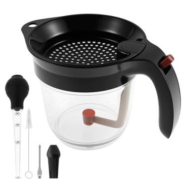 Imagem de Separador de gordura de molho, coador de gordura de molho de 1000 ml com liberação inferior, dispensador de sopa de óleo de caldo para cozinhar molho, sopas, guisado, separador de óleo, peru, carne