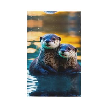 Imagem de XLLingL Toalhas de cozinha com estampa de lontras marrons fofas de animais, panos de prato de microfibra, para decoração e limpeza de cozinha - 1 peça