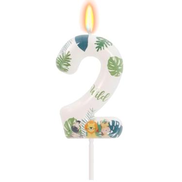 Imagem de Velas de animais selvagens, velas numéricas para bolo número 1, topo de bolo para vela temática safári na selva, decoração de aniversário, artigos para celebrações de aniversário (2)