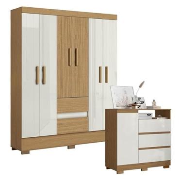 Imagem de Cômoda 2014143 e Guarda Roupa Casal Coimbra 2005138 Atacama Off White - Aramóveis