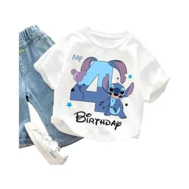 Imagem de Camiseta Infantil De Verão Disney Lilo Stitch Com Estampa De Aniversár
