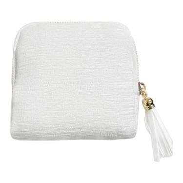 Imagem de KiBcsLic Estojo organizador de joias pequeno para viagem, bolsa de armazenamento com suporte, porta-colares e acessórios para mulheres, Branco Leitoso